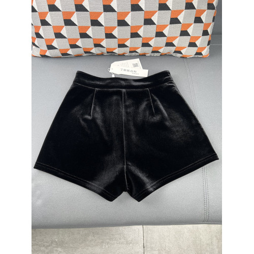 丁妮妮自製絲絨黑色短褲女秋冬季打底外穿小個子高腰金絲絨濶腿褲