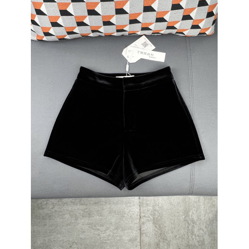 丁妮妮自製絲絨黑色短褲女秋冬季打底外穿小個子高腰金絲絨濶腿褲