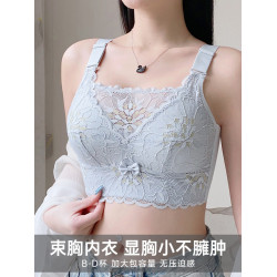 內衣女大胸顯小薄款聚攏防走光抹胸收副乳防下垂夏天無鋼圈文胸