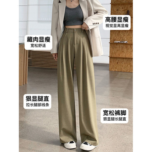 灰色西裝褲女春秋季2026新款高級垂感顯瘦寬鬆直筒休閒拖地濶腿褲