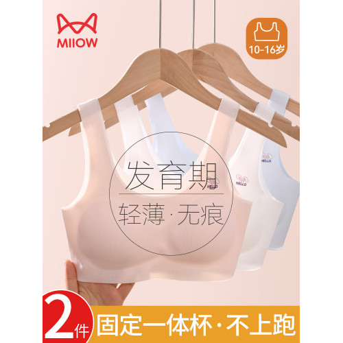 貓人發育期少女內衣無痕夏高中學生文胸二三階段大童初中生背心