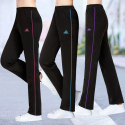 中老年直筒運動褲女春秋款高腰顯瘦寬鬆大碼夏季新款媽媽休閒衛褲