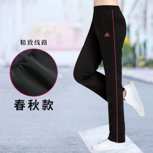 中老年直筒運動褲女春秋款高腰顯瘦寬鬆大碼夏季新款媽媽休閒衛褲