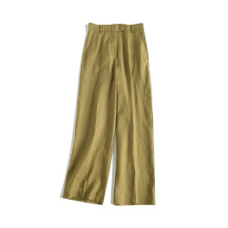 純亞麻通勤濶腿褲 簡約高級氣質 利落內歛休閒百搭顯瘦長褲女春夏