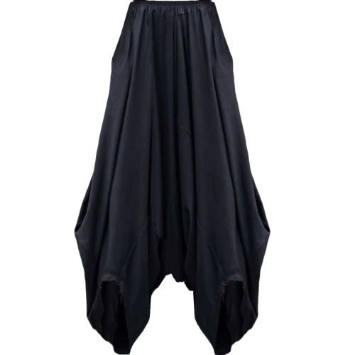 春夏新款七分濶腿燈籠褲女士顯瘦不規則垮褲吊襠哈倫褲子時尚裙褲