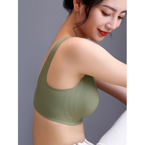 乳膠內衣女無痕美背無鋼圈收副乳防下垂聚攏背心上托果凍運動文胸