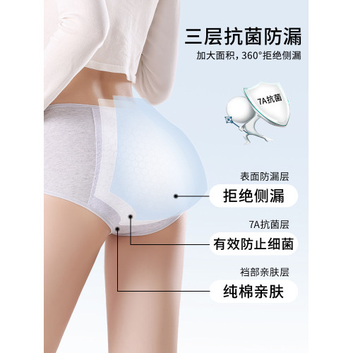生理內褲女純棉抗菌襠例假月經期女士高腰防漏加長襠姨媽專用內褲