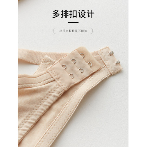 大碼彩棉文胸無鋼圈內衣純棉大胸顯小背釦全棉少女士夏季薄款胸罩