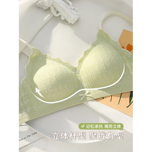 無痕裸感內衣女士顯大薄款小胸聚攏無鋼圈收副乳防下垂美背文胸罩