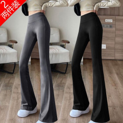 單/兩件 高腰微喇鯊魚褲女外穿打底瑜珈褲修身顯瘦濶腿休閒喇叭褲