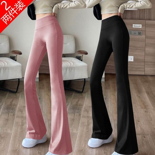 單/兩件 高腰微喇鯊魚褲女外穿打底瑜珈褲修身顯瘦濶腿休閒喇叭褲