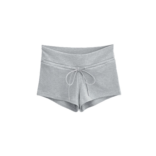 街拍辣妹低腰緊身高腰運動短褲女外穿夏季顯瘦灰色修身翹臀熱褲潮