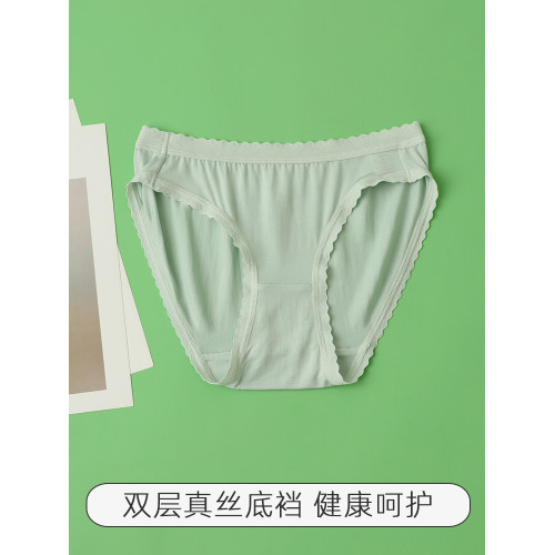 100%真絲針織桑蠶絲薄款中低腰內褲女三角褲透氣親膚夏季包臀無痕
