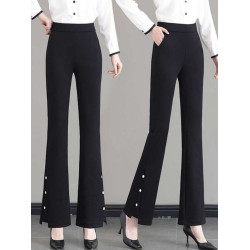 微喇褲子女春秋夏季寬鬆顯瘦大碼垂感彈力九分褲直筒西裝褲運動褲