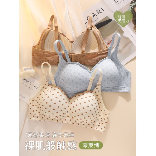 內衣女夏季薄款無鋼圈無痕聚攏小胸初中高中學生少女文胸罩防下垂