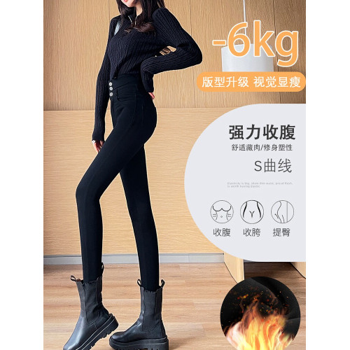 今年流行褲子2025新款爆款小黑褲秋冬高腰顯瘦外穿打底褲小腳褲子