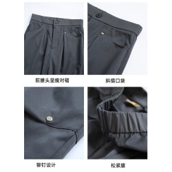 黑色美式工裝褲女夏季薄款設計感高腰顯瘦小個子直筒休閒濶腿褲