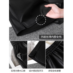 皮短褲女2023新款秋冬季外穿高腰大碼靴褲黑色百搭a字濶腿小皮褲