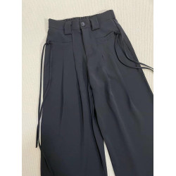 梨形身材黑色休閒褲女秋季新款大碼胖mm高腰寬鬆顯瘦西裝濶腿褲子