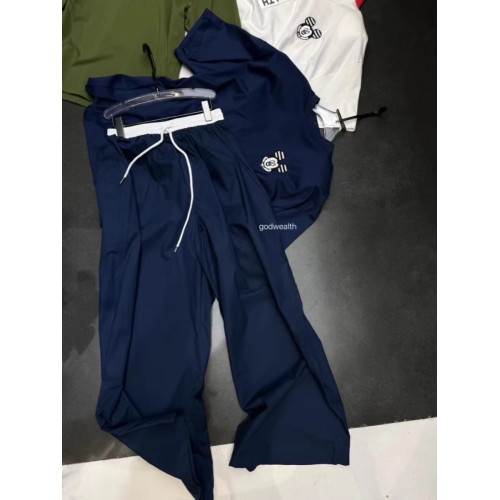 韓國東大門撞色休閒運動褲女夏季抽繩高腰垂感拖地直筒寬鬆濶腿褲