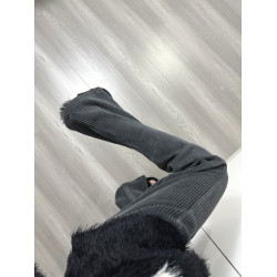 雪尼爾濶腿褲女秋冬燈芯絨美式開叉微喇叭加長拖地褲高個子超長版