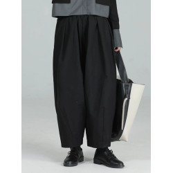 第二色彩/山本中性風寬鬆哈倫褲女男春秋輪廓感黑色氣球休閒褲子