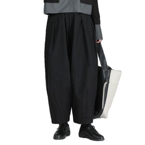 第二色彩/山本中性風寬鬆哈倫褲女男春秋輪廓感黑色氣球休閒褲子