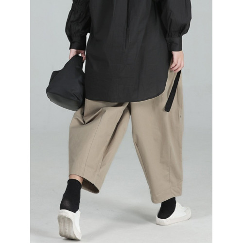 第二色彩/山本中性風寬鬆哈倫褲女男春秋輪廓感黑色氣球休閒褲子