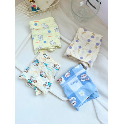 4條冰絲內褲女可愛牛奶絲日系卡通中腰學生少女生夏季薄款三角褲