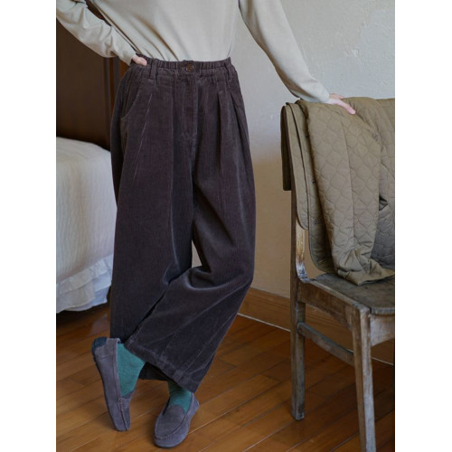 胖mm大碼2-300斤燈芯絨濶腿褲女秋冬寬鬆高腰顯瘦休閒工裝直筒褲