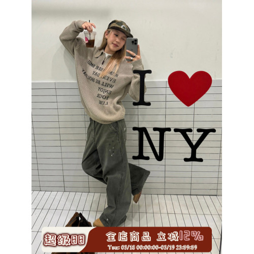 川川也做舊水洗潑墨直筒寬鬆工裝褲男女街頭潮流百搭可調節褲子潮