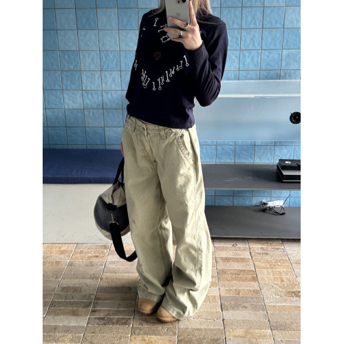 川川也做舊水洗潑墨直筒寬鬆工裝褲男女街頭潮流百搭可調節褲子潮