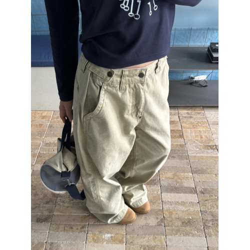 川川也做舊水洗潑墨直筒寬鬆工裝褲男女街頭潮流百搭可調節褲子潮