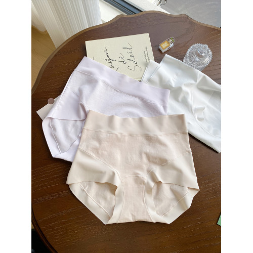 微內薇精梳棉無痕內褲女中高腰收腹平角胖mm抑菌純棉襠大碼三角褲