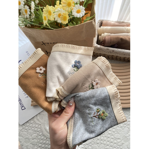 內褲女生純棉襠日系復古小花大碼中腰女士全棉三角褲2026新款少女