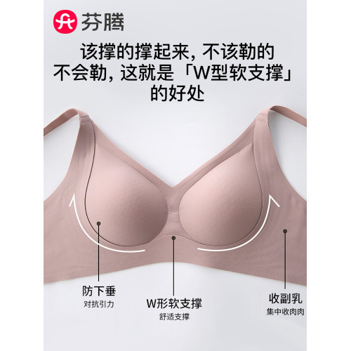 芬騰無痕內衣女小胸聚攏無鋼圈果凍條軟支撐防下垂收副乳調整文胸