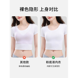 粉底液內衣隱形無痕深膚色薄款聚攏背心式文胸無鋼圈大碼女士胸罩