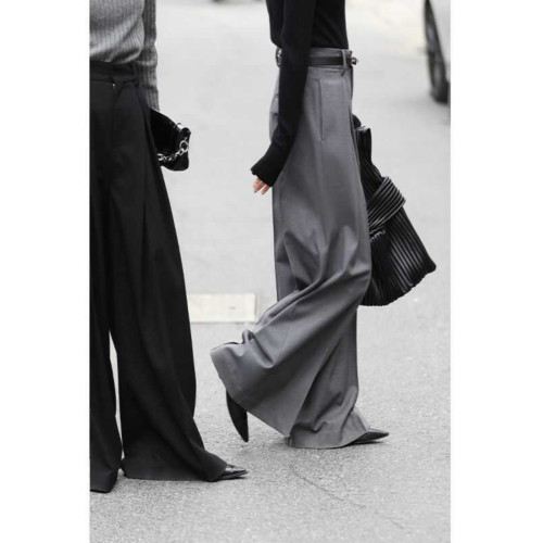 2026年新款韓版高級灰色百搭酷颯率性顯瘦顯腿長西褲濶腿休閒長褲