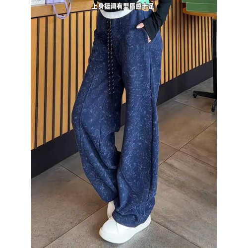 大碼女裝香蕉運動休閒褲衛褲秋冬2026新款寬鬆垂感直筒濶腿褲子潮