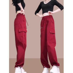 工裝褲2025春秋季新款女士寬鬆高腰休閒褲運動褲百搭束腳哈倫褲子