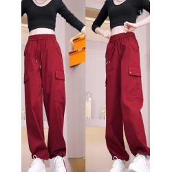 工裝褲女2025春秋季新款彈力大口袋直筒束腳兩穿百搭休閒運動女褲