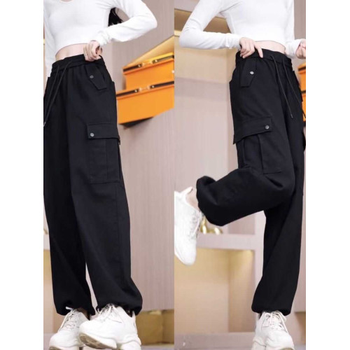 工裝褲女2025春秋季新款彈力大口袋直筒束腳兩穿百搭休閒運動女褲