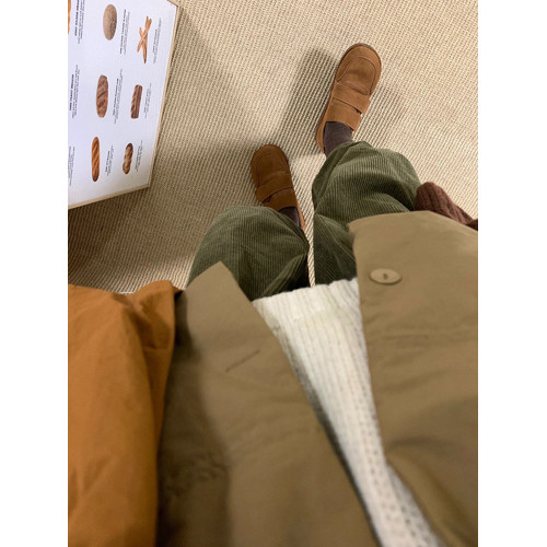 燈芯絨加絨束腳運動衛褲女秋冬復古小個子寬鬆哈倫直筒濶腿休閒褲