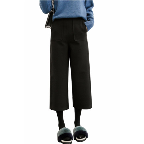 垂感毛呢濶腿褲女秋冬九分小個子直筒褲七分高腰新款學生顯高八分