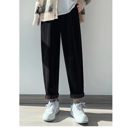 加絨加厚小腳哈倫褲女大碼秋冬季高腰顯瘦胖妹妹300斤休閒蘿蔔褲