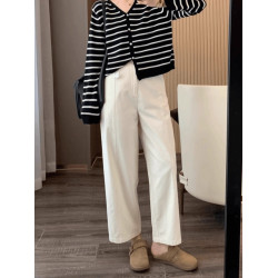 冬季新款高腰顯瘦直筒休閒褲女大碼胖妹妹九分濶腿褲梨形身材褲子