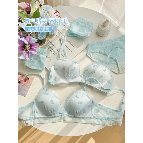 六隻兔子小攏杯玻尿酸內衣女小胸聚攏承托防下垂清新甜美蕾絲文胸