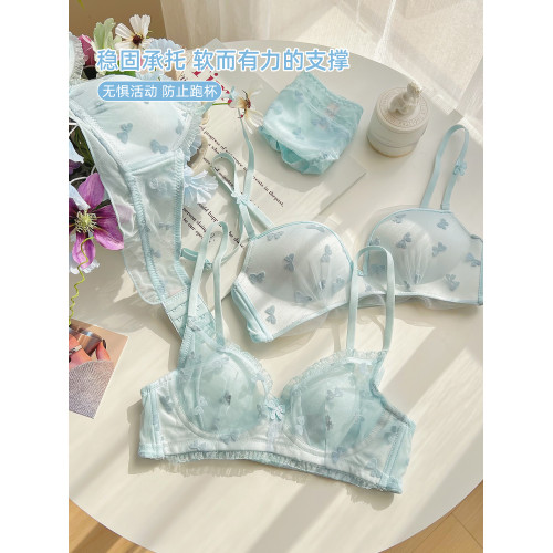 六隻兔子小攏杯玻尿酸內衣女小胸聚攏承托防下垂清新甜美蕾絲文胸