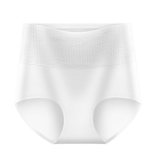 白色0染棉純棉高腰收腹內褲女大碼A類提花透氣中老年媽媽三角褲頭