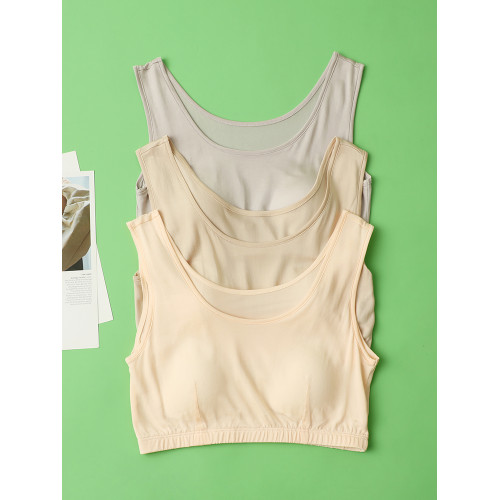 薄款100%桑蠶絲真絲針織瑜珈背心式無鋼圈無痕三角杯內衣文胸女